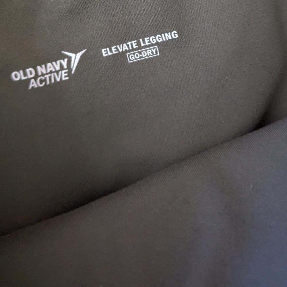 Old Navy Elevate 7/8 Leggings Go Dry Mesh-Splice Olive Compression Legging - Picture 3 of 7